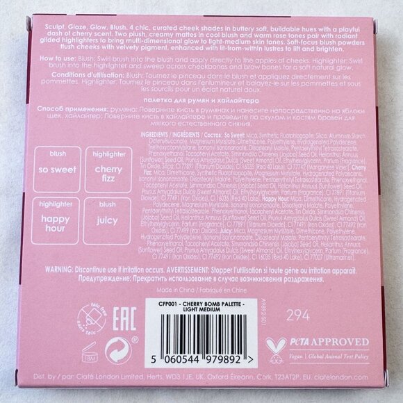 Ciaté London Cherry Bomb Blush and Highlighter Palette 4 Shades 16g 0.56 oz NEW - Picture 5 of 5